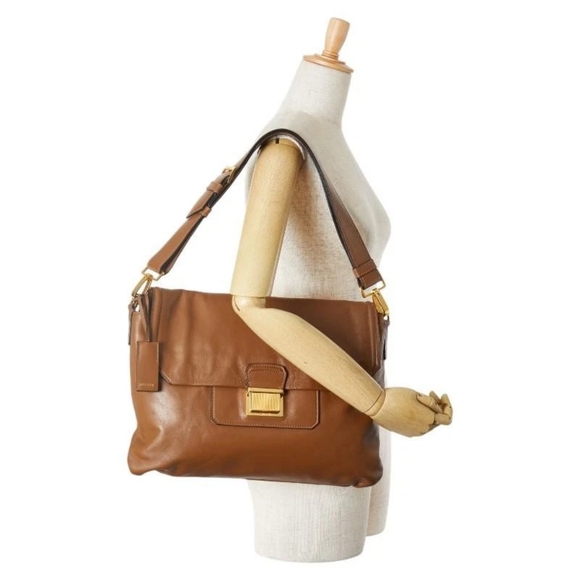 Auth MIUMIU Shoulder Bag Brown Leather/Goldtone - Picture 7 of 9